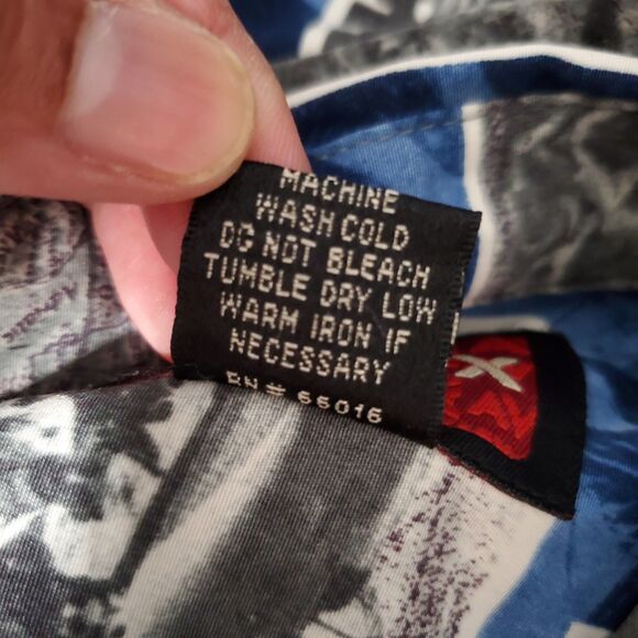 Avirex USA Naval Hawaiian Shirt Mens 2XL Blue Military Postcard AOP VTG 90s Y2K - Picture 12 of 13